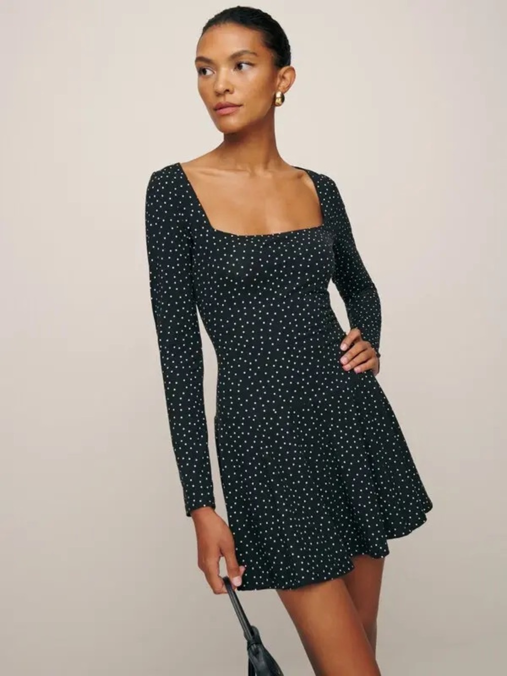 Reformation Coen Knit Dress Selene Polka Dot Mini Dress Size S